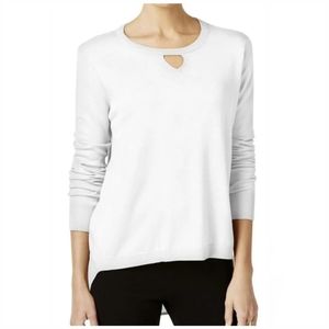 A One Ivory Keyhole Hi-Lo Sweater